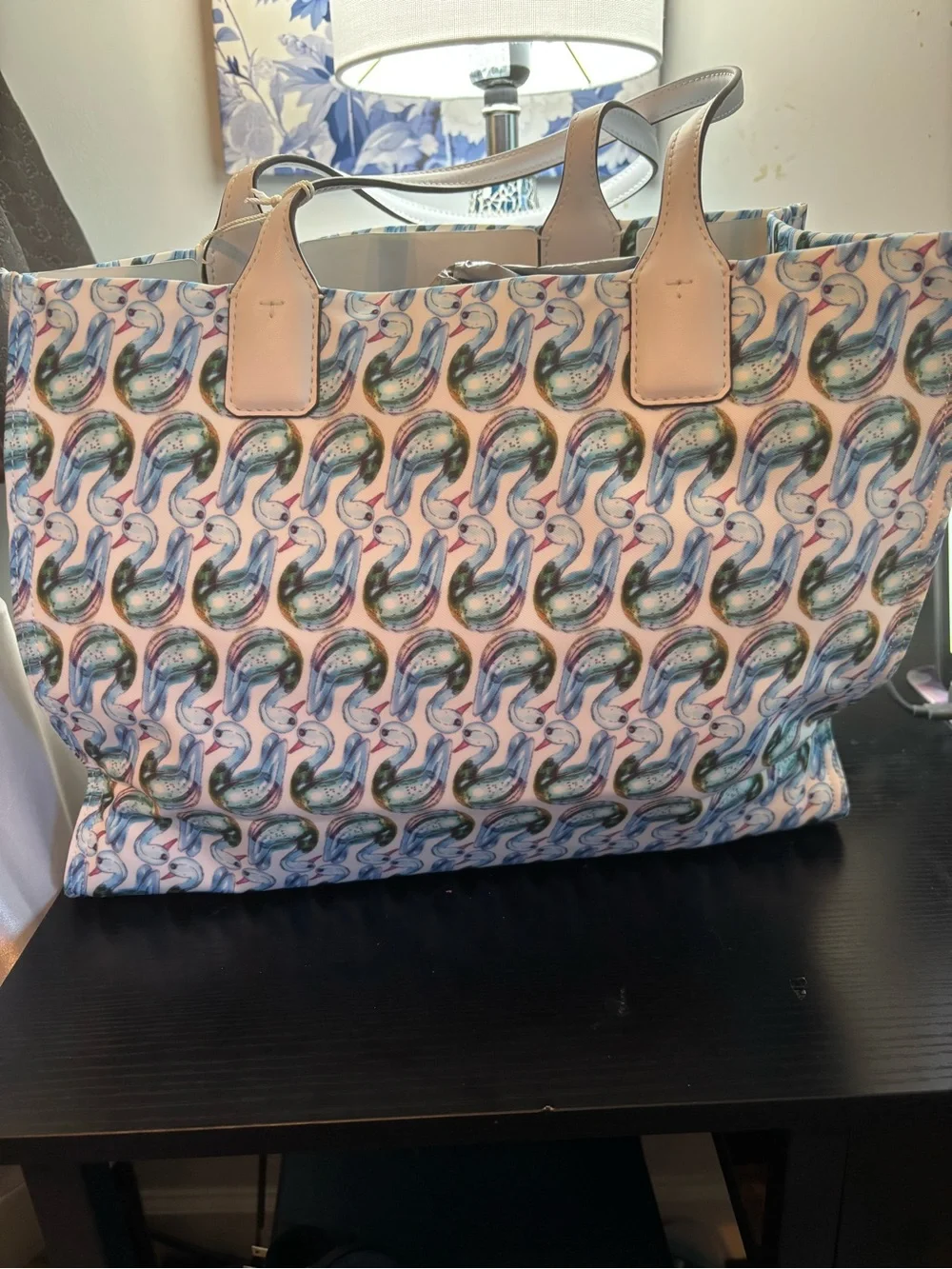 Tory Burch Ella Printed Small Nylon Tote – Swan Pattern (Brand New With Tags)
